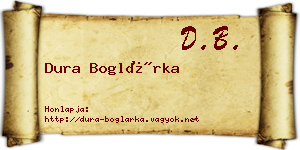 Dura Boglárka névjegykártya